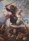 Juan Paintings - St James the Great in the Battle of Clavijo by Juan Carreno De Miranda